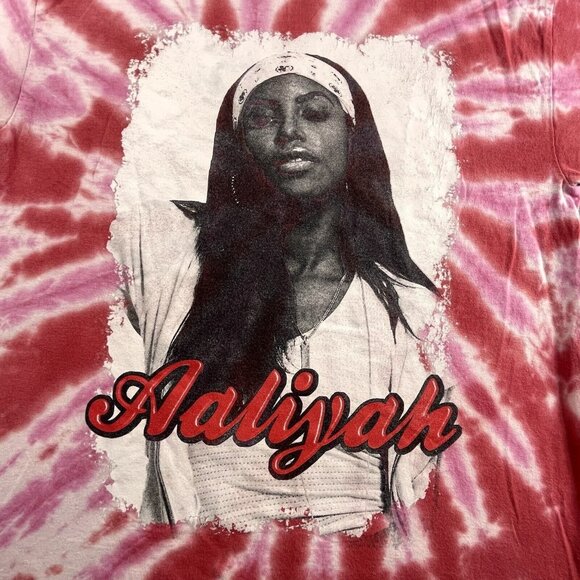 Aaliyah Shirt Mens Medium Pink Tie Dye Graphic Tee 90s R&B Hip Hop Music Legend - Picture 3 of 7